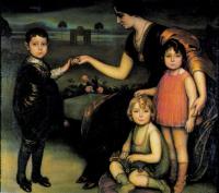 Julio Romero de Torres - Dona Consuelo Martinez De Aisa con sus hijos